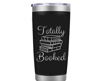 Totally Booked - Vaso de café con aislamiento y tapa deslizante - Taza de viaje de acero inoxidable - Regalos de lectura únicos para lectores.