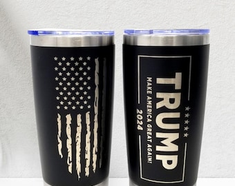 Trump Tumbler 2024 - Lendas Nunca Morrem, Copo Gravado a Laser de 20oz, Trump para Presidente MAGA Caneca de Café com Bandeira Americana Desenhos Patrióticos