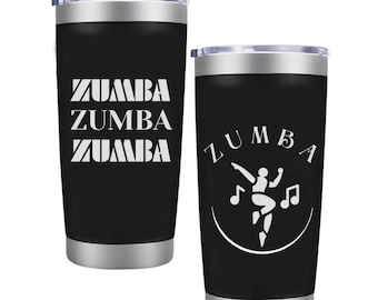 Zumba - Tazza da palestra in acciaio inossidabile con incisione laser, tazza da viaggio per allenamento, tazza regalo divertente per lei, regalo per gli amanti della palestra