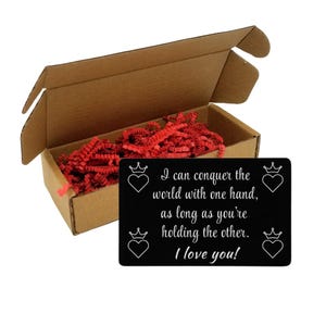 ¡Puedo conquistar el mundo! Tarjeta de billetera grabada, regalo de despliegue, regalo para hombres, nota de amor única, regalo para novio