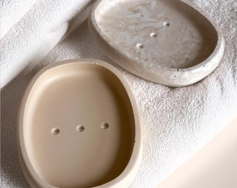 Portasapone Jesmonite fatto a mano: arredamento moderno per il bagno in marmo