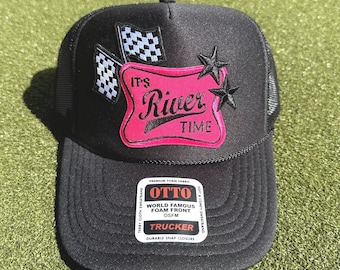 Truckerhoed met patch, schuimrubberen truckerpet, zomer truckerpet, schattige truckerhoed, ijzeren patches, trendy trucker, rivierhoed, zwarte truckerhoed