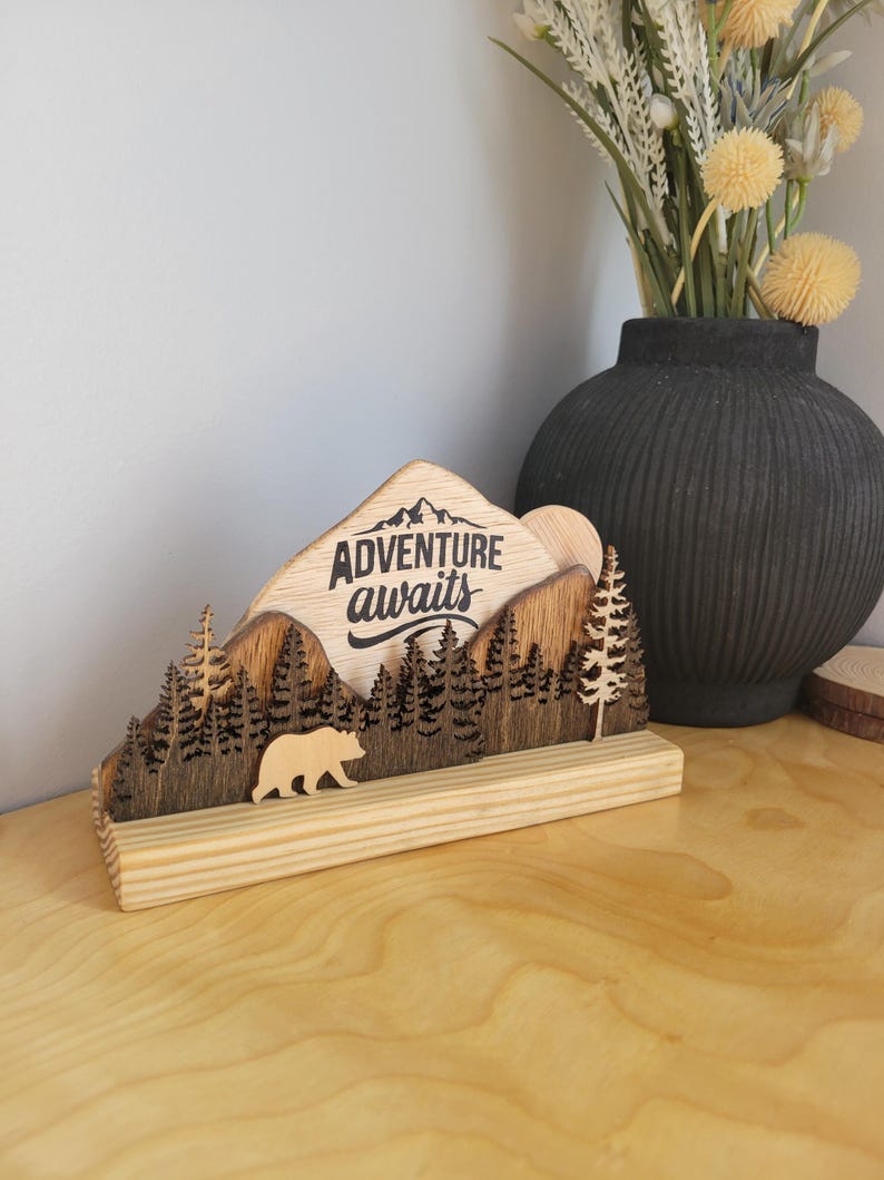 Vintage Adventure Metal Sign - Bear Mountain Rustic Wall Decor 12x8 Inches