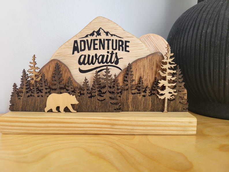 Vintage Adventure Metal Sign - Bear Mountain Rustic Wall Decor 12x8 Inches