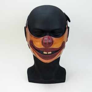Custom Leather Clown Mask | Unique Motorcycle Mask for Costumes