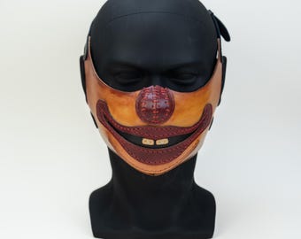 Custom Leather Clown Mask | Unique Motorcycle Mask for Costumes
