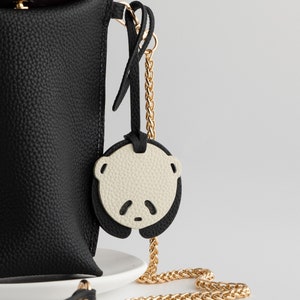 Adorable Leather Panda Bag Charm - Handcrafted Cute Panda Keychain for Handbags and Purses