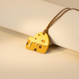 Handmade Leather Cheese Charm Keyring - Funny Food Keyring, Personalized Gift for Foodies