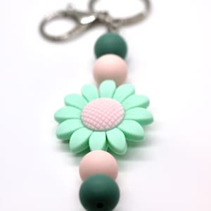 Teal Daisy Keychain