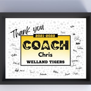 Personalized Coach Thank You Gift | Team Signature Poster | Custom Printable Keepsake for Coach | End of Season Gift from Players | Hockey