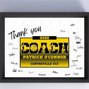 Personalized Coach Thank You Gift | Basketball Team Signature Poster | Custom Printable Keepsake for Coach | End of Season Gift from Players
