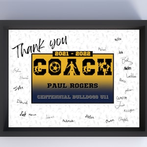 Personalized Coach Thank You Gift | Team Signature Poster | Custom Printable Keepsake for Coach | End of Season Gift | Football/Footy
