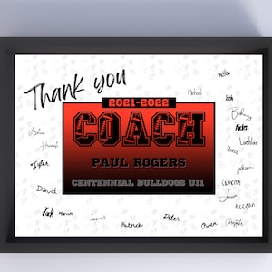 Personalized Coach Thank You Gift | Team Signature Poster | Custom Printable Keepsake for Coach | End of Season Gift from Players | Football