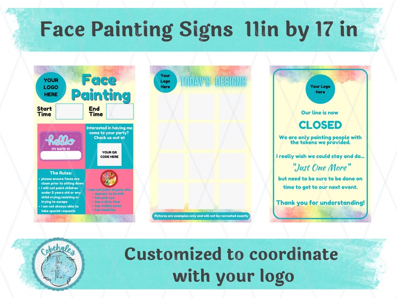 Customizable Face Painting Signage Etsy