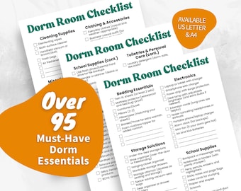 Dorm Room Checklist for College Freshman Essentials Dorm Packing List of College Supplies Printable Checklist Dorm Room List Essentials