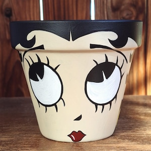 Maceta de Betty Boop, jardín de interior, decoración vintage, macetas pintadas a mano, decoración bohemia