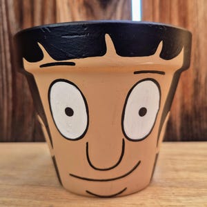 Bob's Burgers Gene Belcher Planter, Hand-Painted Terracotta, Painted Pots Decor, Indoor Garden Decor, Bob's Burger Gifts, Brother Gifts