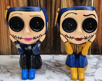 Coraline - Coraline handgeschilderde plantenbak - op Coraline geïnspireerd decor