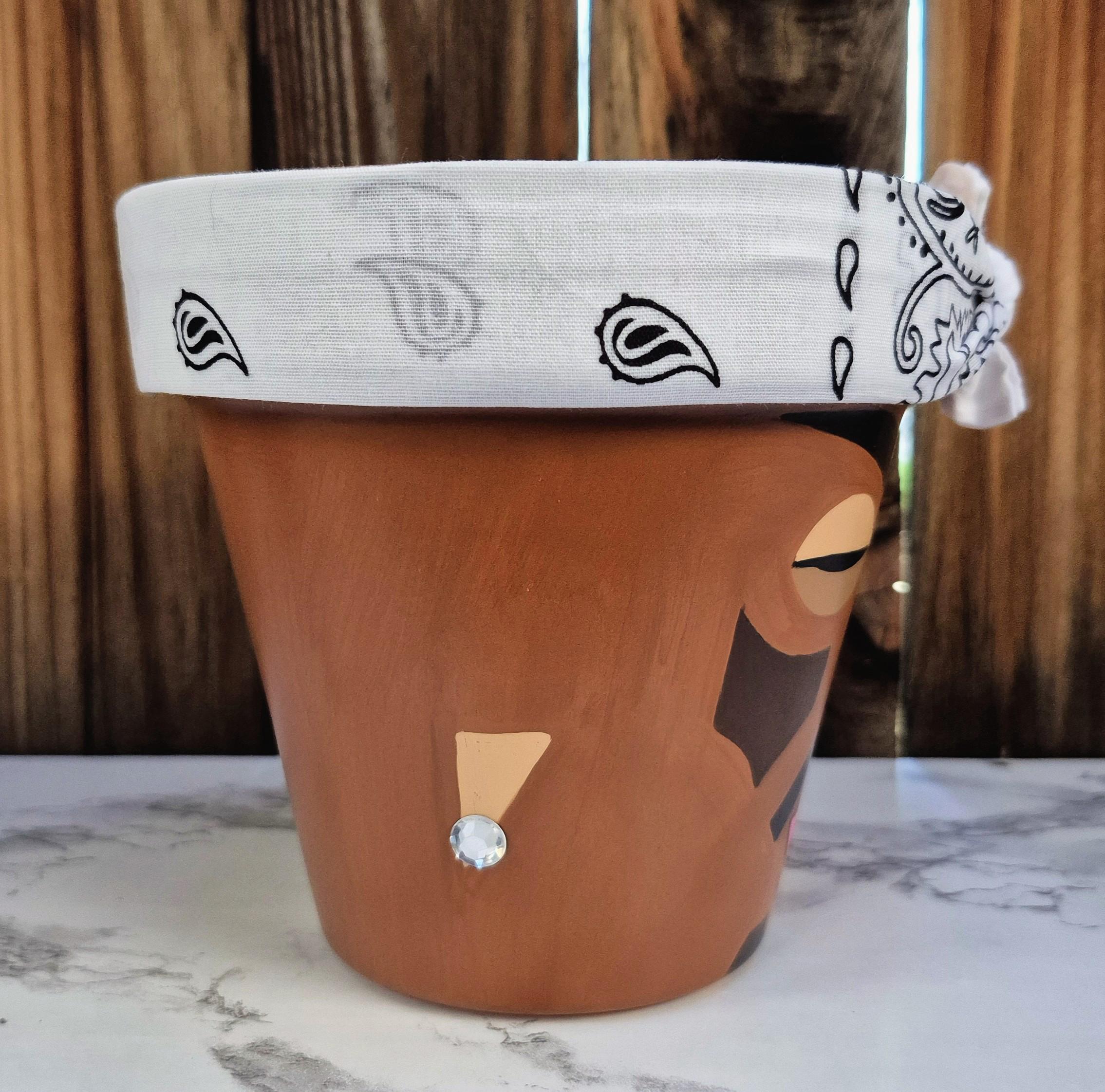 Tupac Shakur Hand-painted Terracotta Planter: 90s Legend Decor