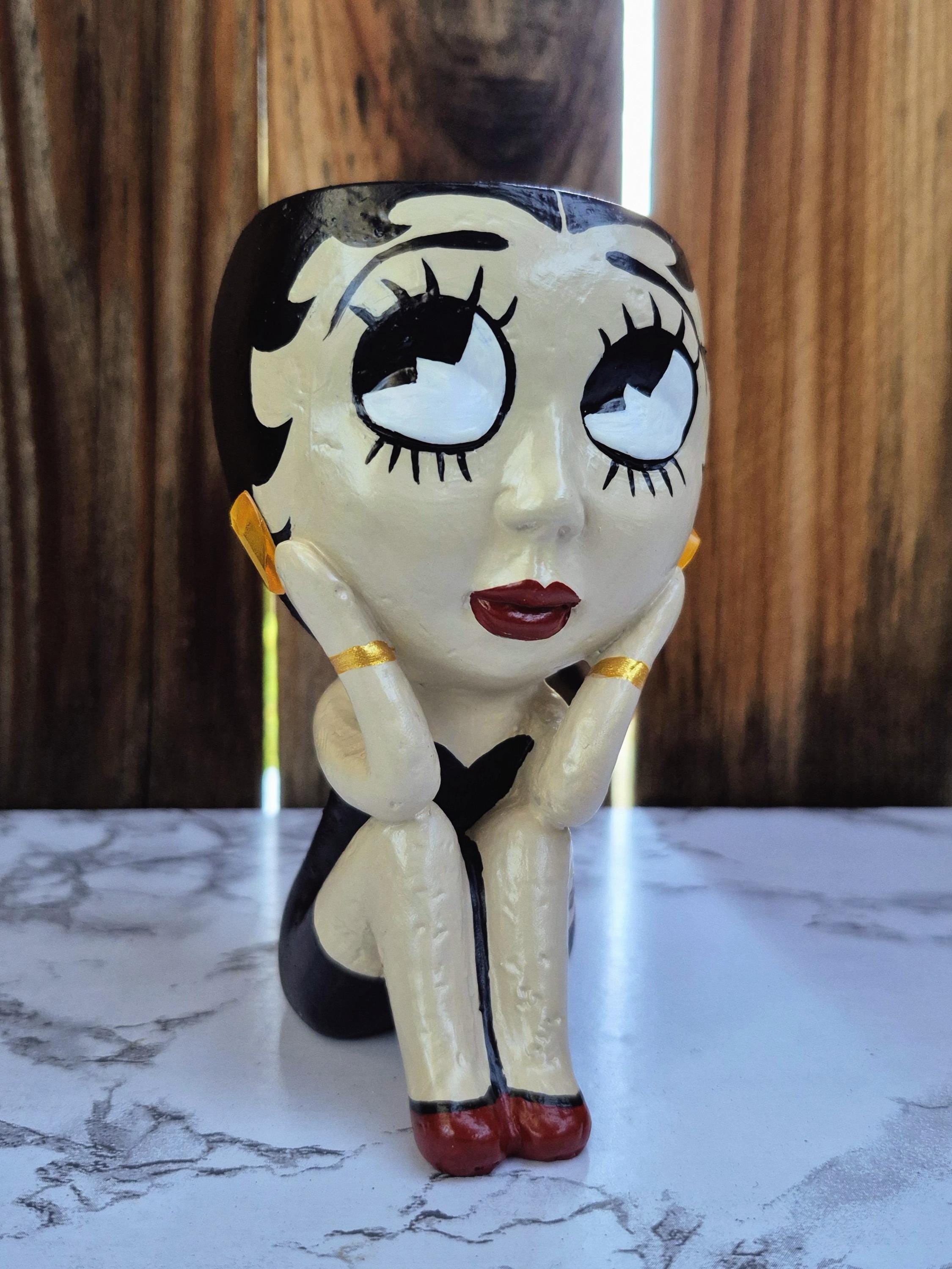 Betty Boop, Hand-painted Planter, Painted Pot, Classic Cartoon Art
