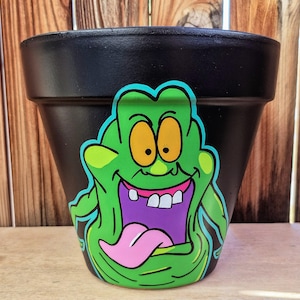 Maceta Slimer: Decoración de terracota pintada a mano de Los Cazafantasmas