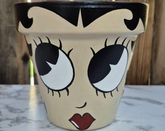 Betty Boop, handbemalter Blumentopf, bemalter Topf, klassische Cartoon-Kunst, Betty Boop Deko, Geschenkidee für Oma, Geschenkidee für Mama, Betty Boop Geschenke