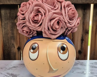 Coraline, Round Vase, Hand-Painted Ceramic Pottery, Coraline Inspired Decor