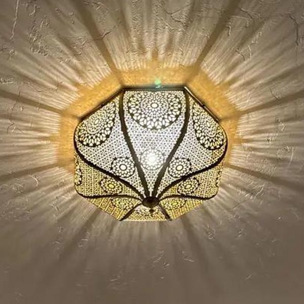 Moroccan Flush Ceiling Light – Handcrafted Brass Lighting