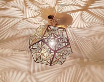 Handmade Brass Pendant Light: Boho Moroccan Hanging Lamp