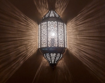 Handmade Moroccan Brass Wall Sconce - Traditional Bronze Wall Lamp
