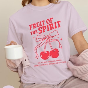 Comfort Colors® Fruit of the Spirit Christian T-Shirt, Bible Verse Shirt, Aesthetic Faith Gift, Christian Gift Shirt, Trendy Farmer&#39;s Shirt