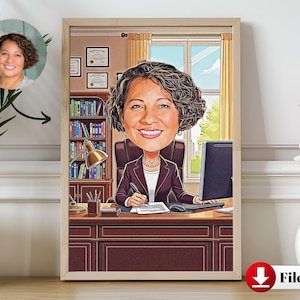 Principal Caricature Gift From Photo - Principal Thank You Present - School Principal Gifts - Head Teacher Retirement - Principal Office