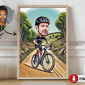Personalisierte OffRoad Radfahrer Karikatur Geschenk für Ihn | Benutzerdefinierte Fahrrad Cartoon | Einzigartiges Radsport Geschenk | Lustiges, handgezeichnetes Porträt für Radfahrer
