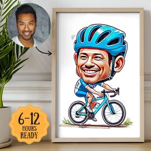 Retrato de ciclista personalizado / Caricatura personalizada / Regalo único para ciclistas / Arte ciclista dibujado a mano