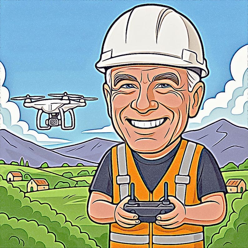 Custom Drone Operator Caricature Portrait | Personalized Drone Pilot Gift | Quadcopter Cartoon | Fun Drone Lover Gift for Brother & Hobbyist image 3
