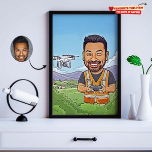 Custom Drone Operator Caricature Portrait | Personalized Drone Pilot Gift | Quadcopter Cartoon | Fun Drone Lover Gift for Brother & Hobbyist image 8