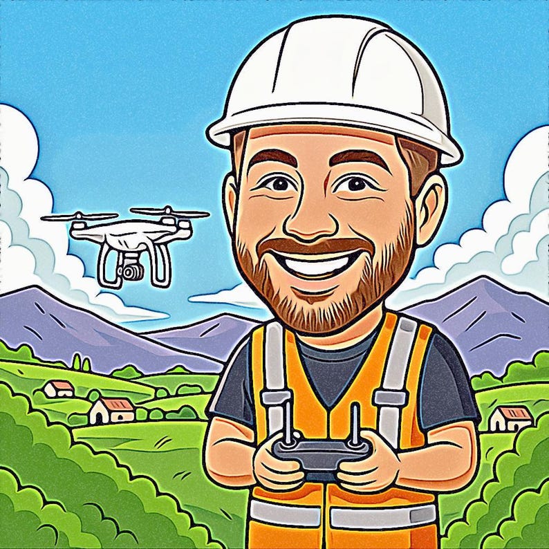 Custom Drone Operator Caricature Portrait | Personalized Drone Pilot Gift | Quadcopter Cartoon | Fun Drone Lover Gift for Brother & Hobbyist image 5