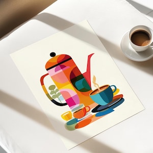 Coffee Wall Art, Retro Kitchen Print, Mid Century Modern Coffee Art ...