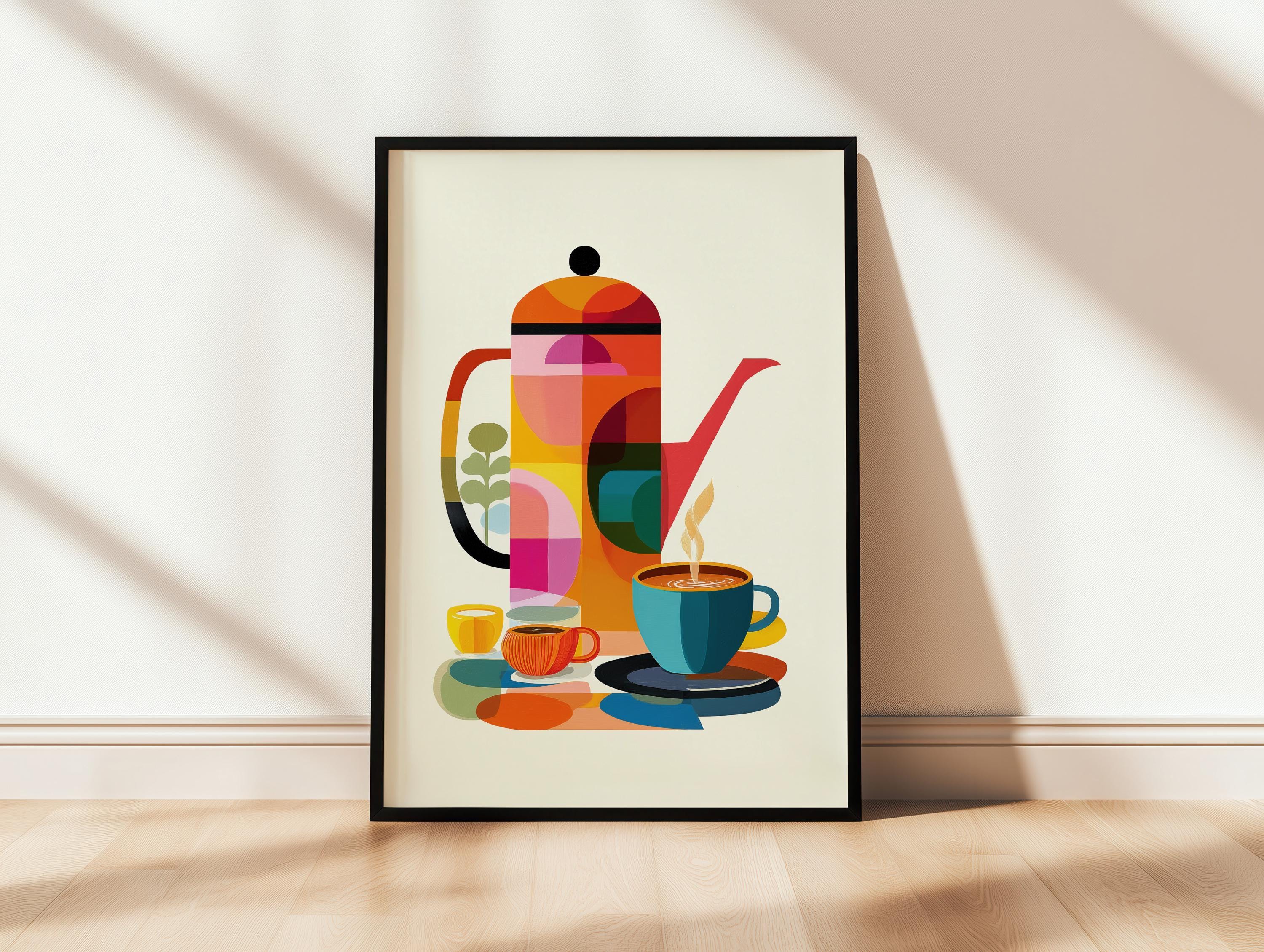 Coffee Wall Art, Retro Kitchen Print, Mid Century Modern Coffee Art ...