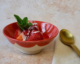 Handmade Scalloped Edge Trinket Dish – Red & Pink Modern Design
