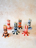 Handmade Striped Ceramic Candlestick Holders - Bold & Playful Design