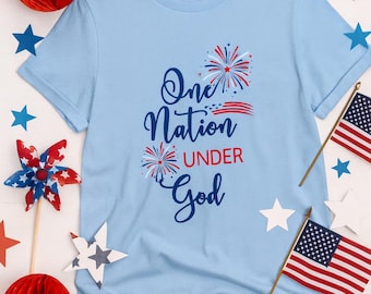 One Nation Under God Unisex Cotton Tee - Patriotic Graphic Print