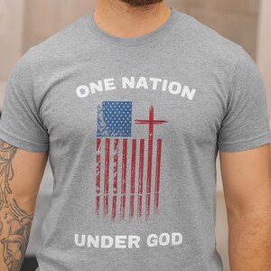 Patriotic Christian Tee, American Flag Cross Quote Shirt, Unisex Patriotic T-shirt, Religious USA Tee, Pledge of Allegiance Shirt