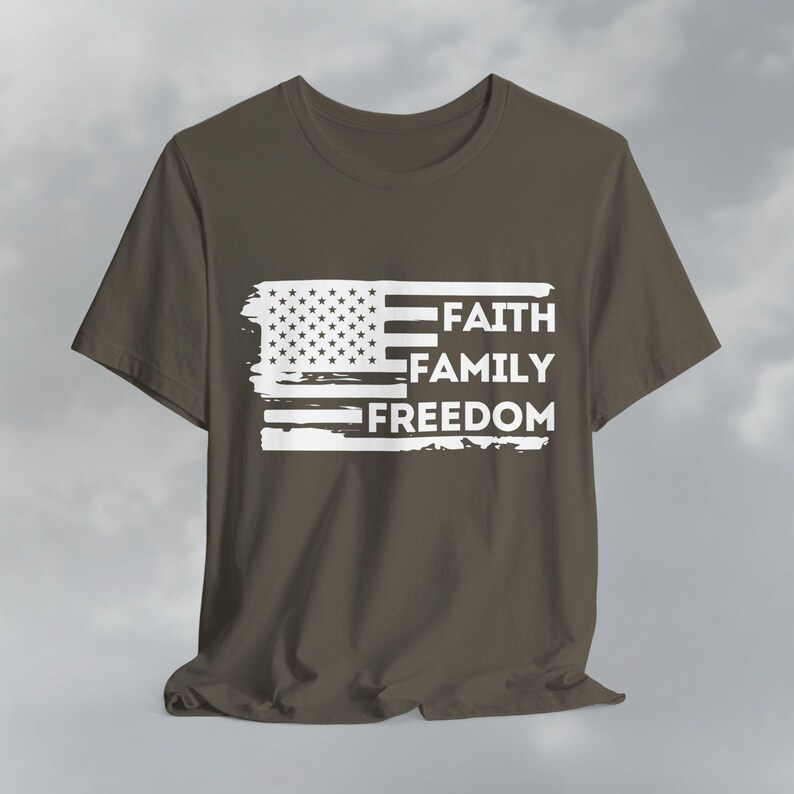 Faith Family Freedom American Flag Tee, Patriotic Christian Shirt Army