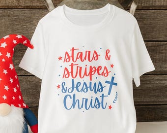 Stars & Stripes Cotton Tee: Patriotic Unisex Jersey Short Sleeve