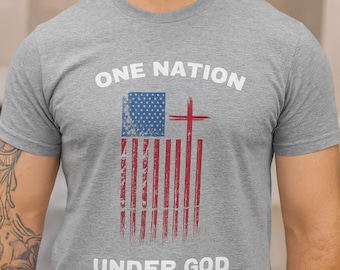 Patriotic Christian Tee, American Flag Cross Quote Shirt, Unisex Patriotic T-shirt, Religious USA Tee, Pledge of Allegiance Shirt