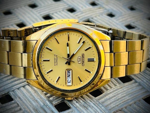 Seiko 5 Automatic 21 Jewels Gold 7S26 0060 38mm Gents Watch Etsy