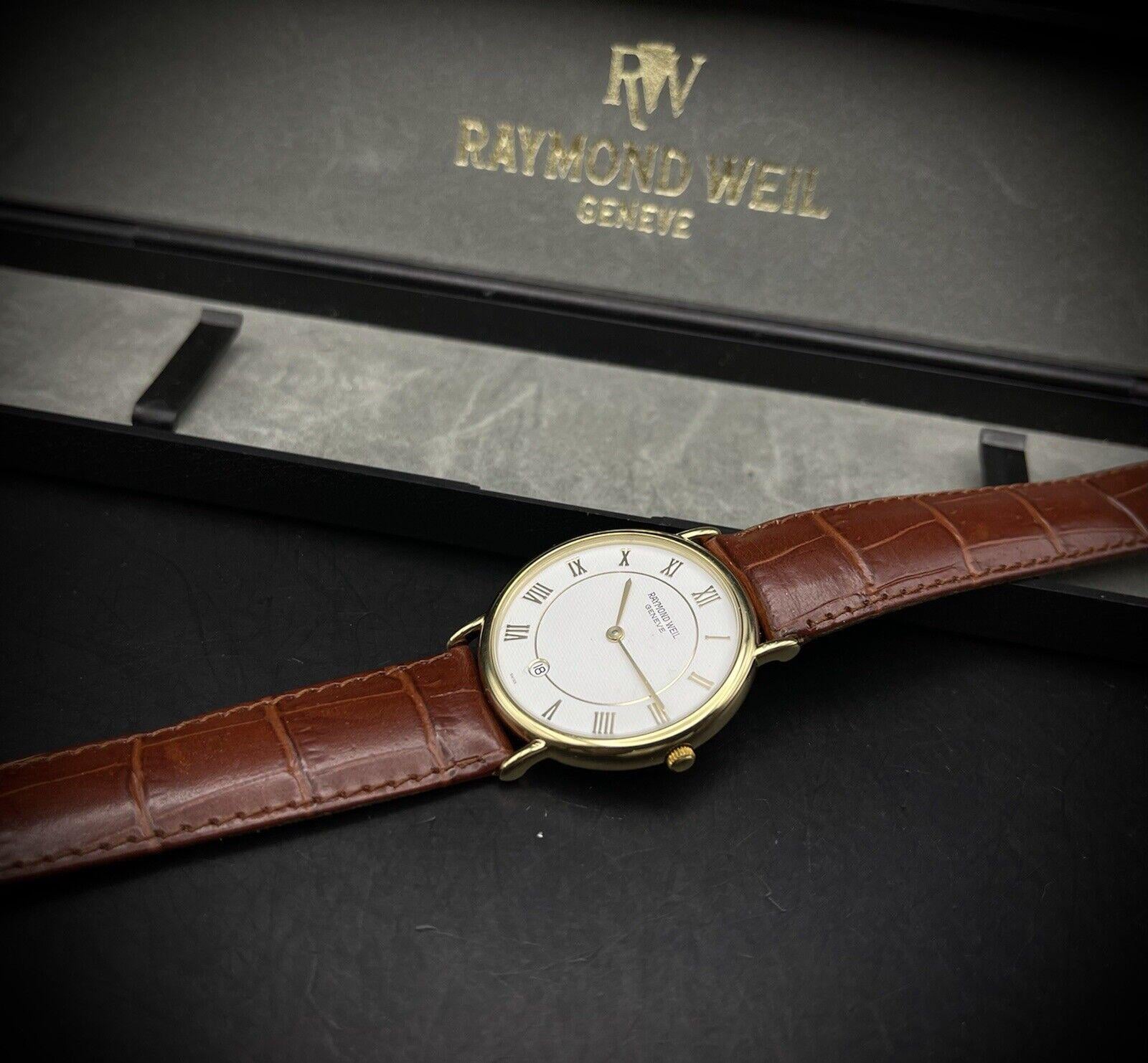 Vintage Raymond Weil 9124 Quartz White Dial Slim Gents Watch Swiss With Box Etsy Canada