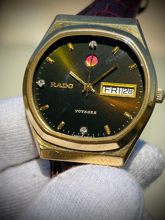 Vintage Mens Watch Rado Voyager Rare Green Dial Automatic Swiss 36mm Watch Etsy