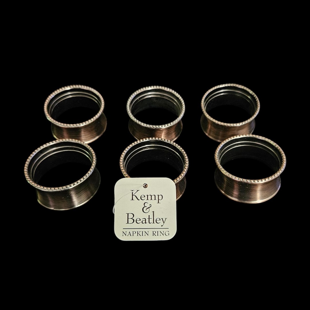 Kemp & Beatley Napkin Rings Set of 6 Antique Copper Tone Beaded Edge - Etsy